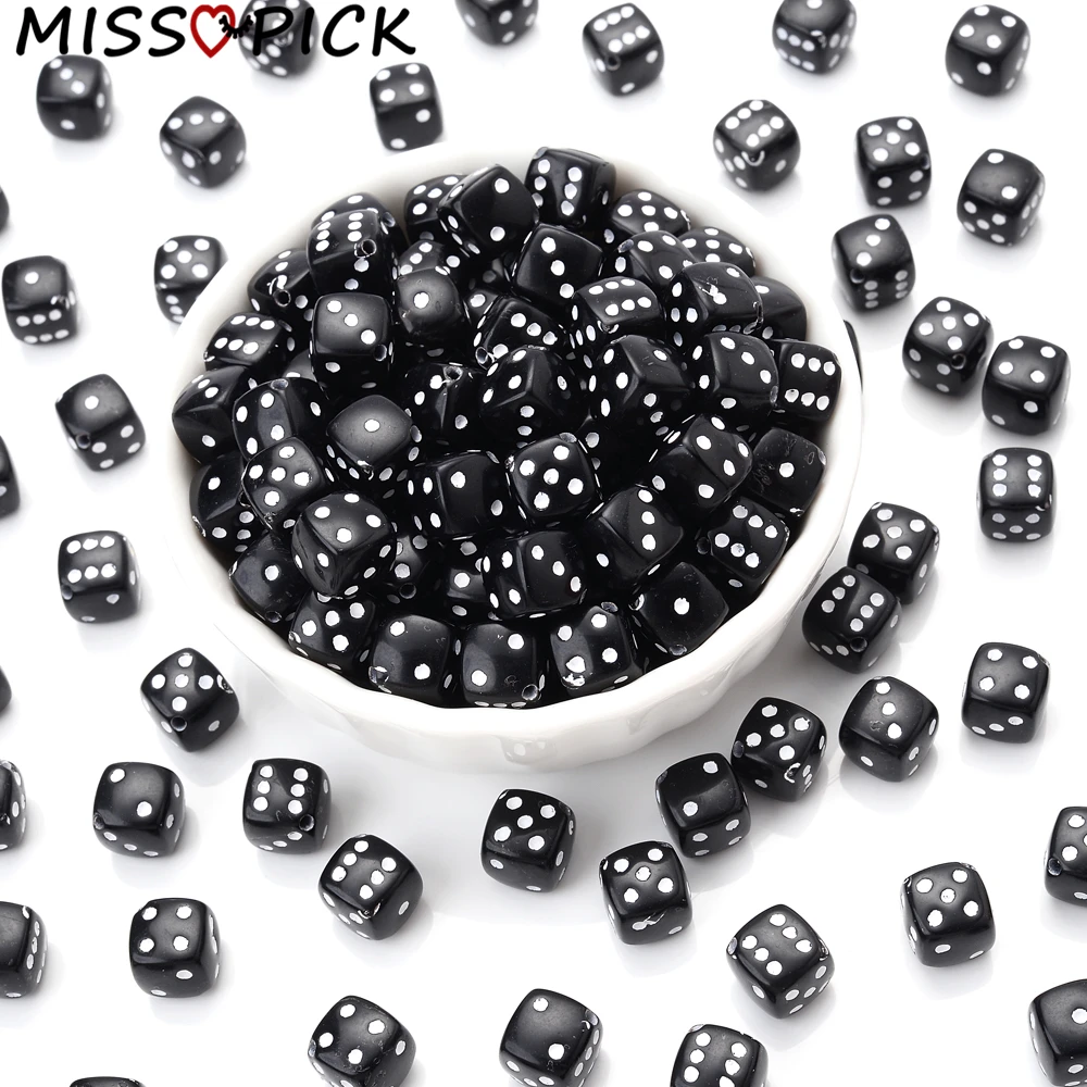 50 шт. 8 мм кубические квадратные белые кости акриловые бусины россыпью