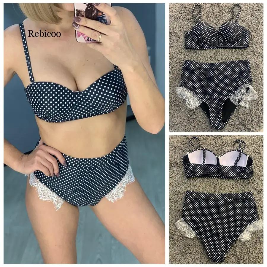 

Sexy Lace Bikinis Women Swimsuit Push Up Swimwear Patchwork Bikini Set Dot Bathing Suit Brazilian Biquini Female Beachwear Beach