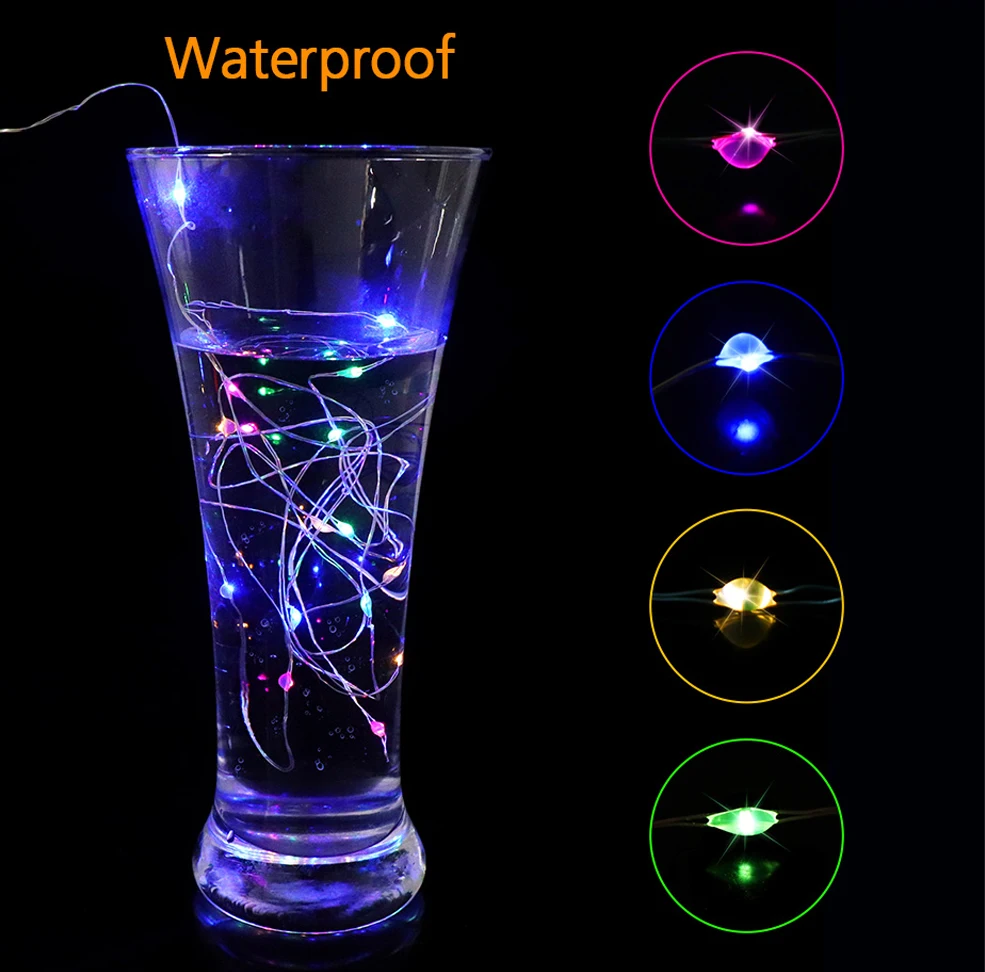 2/6/10 шт. в упаковке 2 м бутылки вина светильники пробка Серебряный проводный