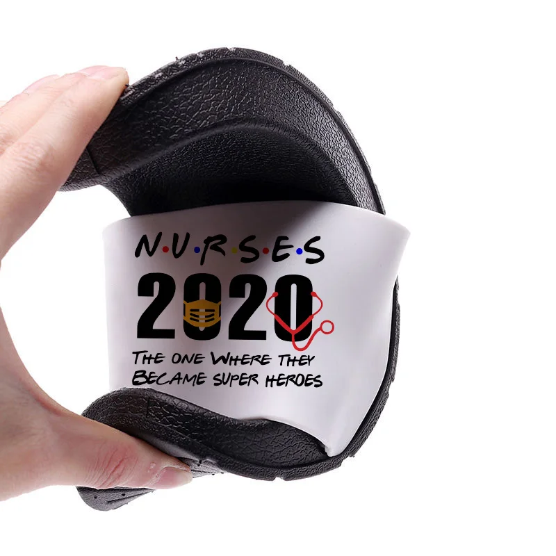 

NURSES Letter pattern 2021 women slippers Outdoor Flip Flops Summer Beach Fashion Open Toe Printed Women's Non-slip Slides