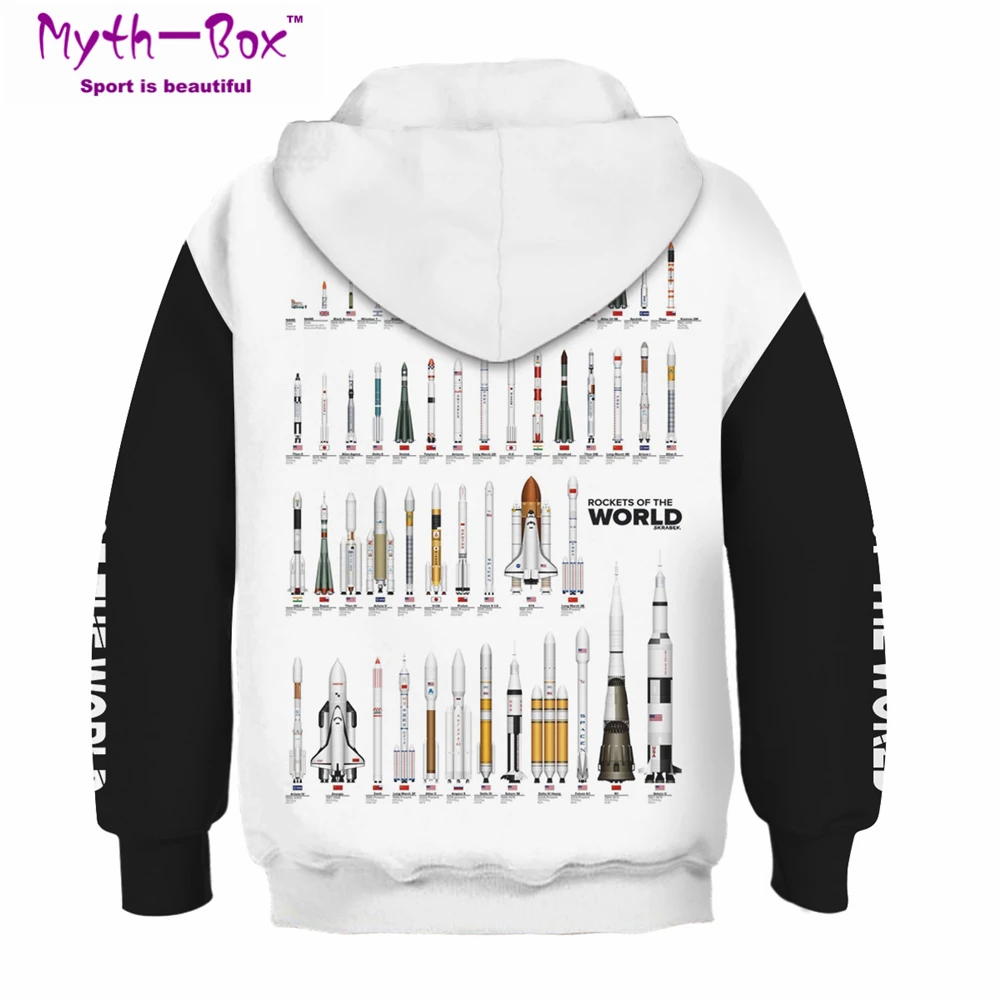 Осенние детские толстовки с капюшоном Детский свитер объемным принтом ракеты