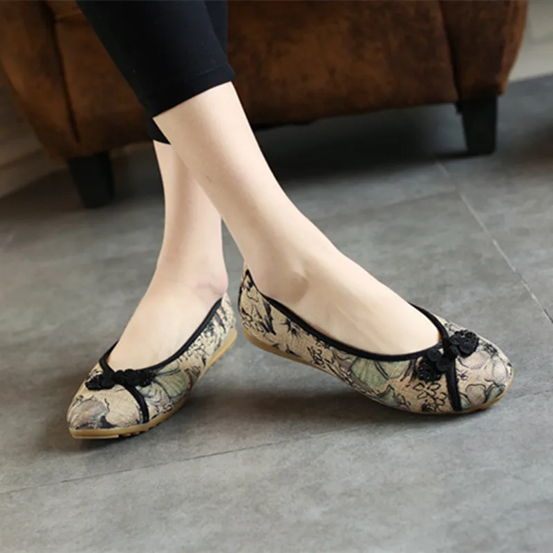 Женская обувь повседневная китайские туфли фэн шуй с чернилами классические