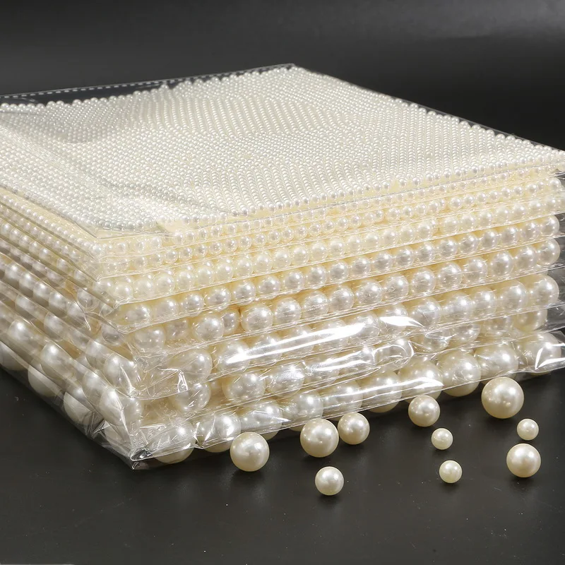 Бусины акриловые круглые без отверстий бежевый пластиковый бисер с имитацией