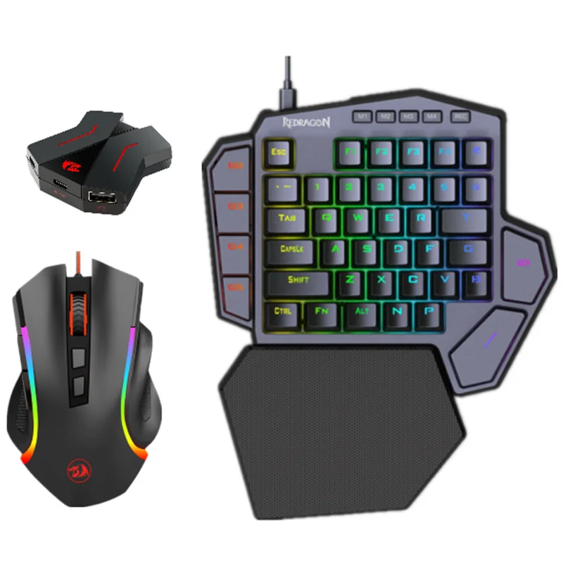 

Игровая RGB клавиатура Redragon K585 для одной руки и мышь M607RGB с конвертер GA200 для Xbox One, PS4, Switch, PS3 и ПК