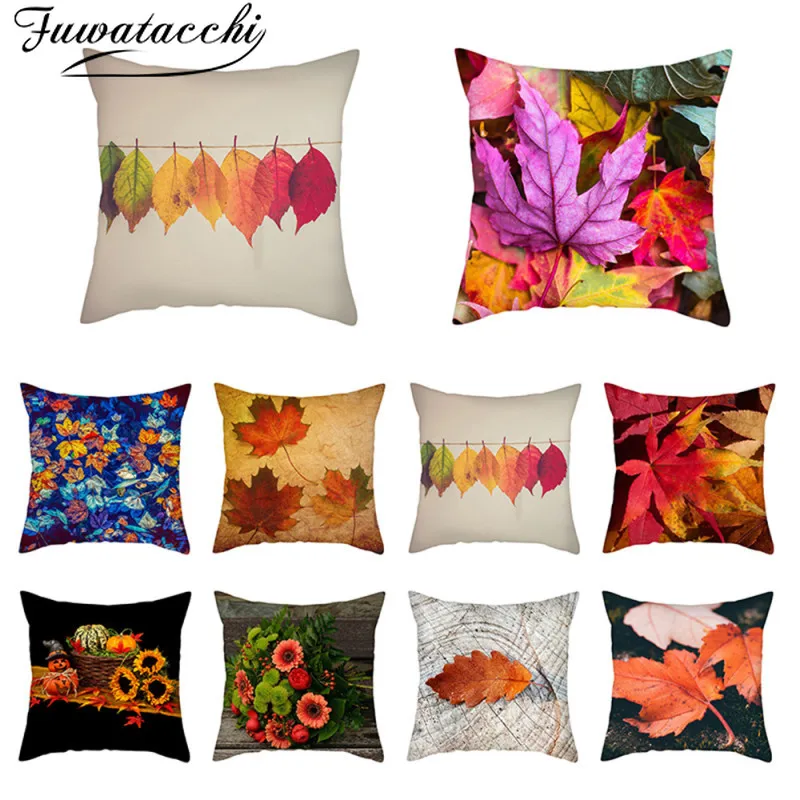 

Fuwatacchi Flower Leaves Linen Cushion Cover for Car Nordic Style Decor Throw Pillowcase Plant Floral Pillow Case Funda Cojin