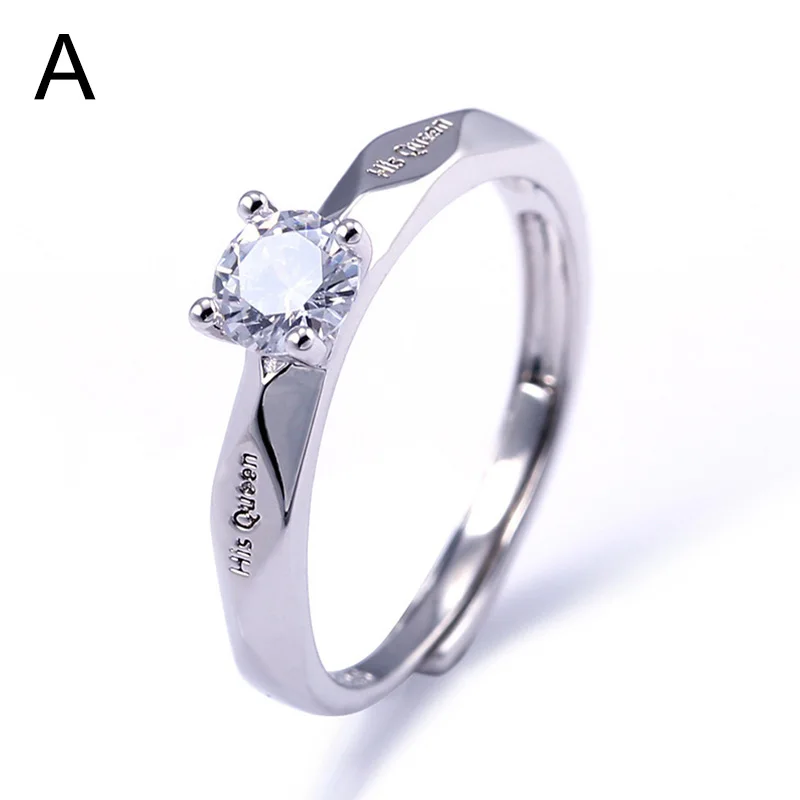 Модные парные кольца серебряного цвета с надписью ее король и его королева