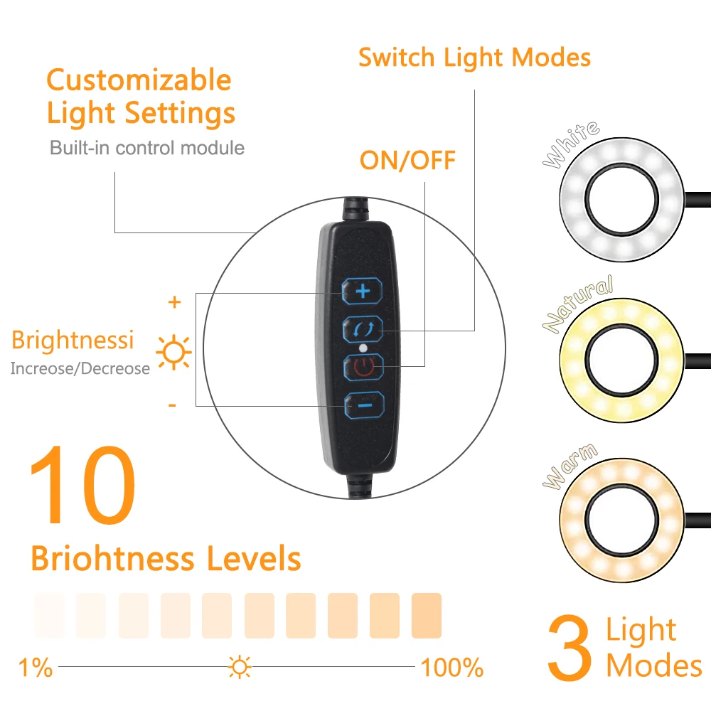 Гибкая светодиодная кольцевая лампа для селфи 3 5 дюйма с держателем