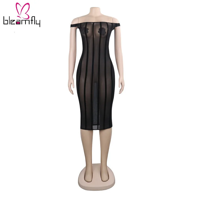 Женское сексуальное облегающее Клубное платье в полоску из прозрачной сетки с