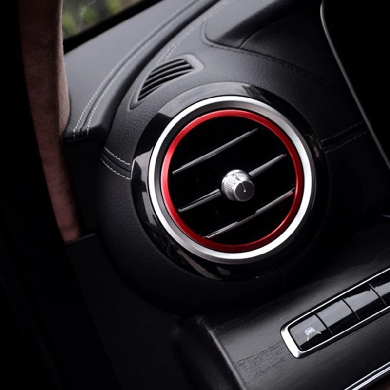 7Pcs Red Exterior A/C Air Vent Outlet Ring Cover Trim for Mercedes Benz C Class 2015 W205 C180 C200 C250 C300 C400 & GLC 2016 |