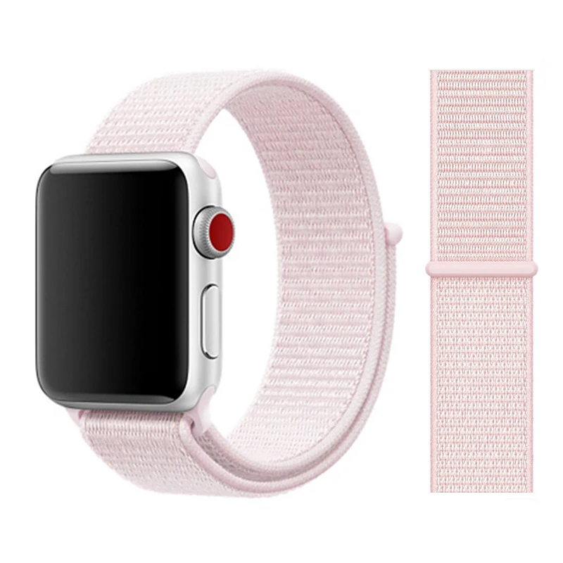 Нейлоновый ремешок для apple watch группа 4/5 44 мм/40 мм, correa apple watch 3 42 мм/38 мм iwatch серии 5/4/3/2 разноцветный коннектор ремешок для часов - Цвет ремешка: pearl pink