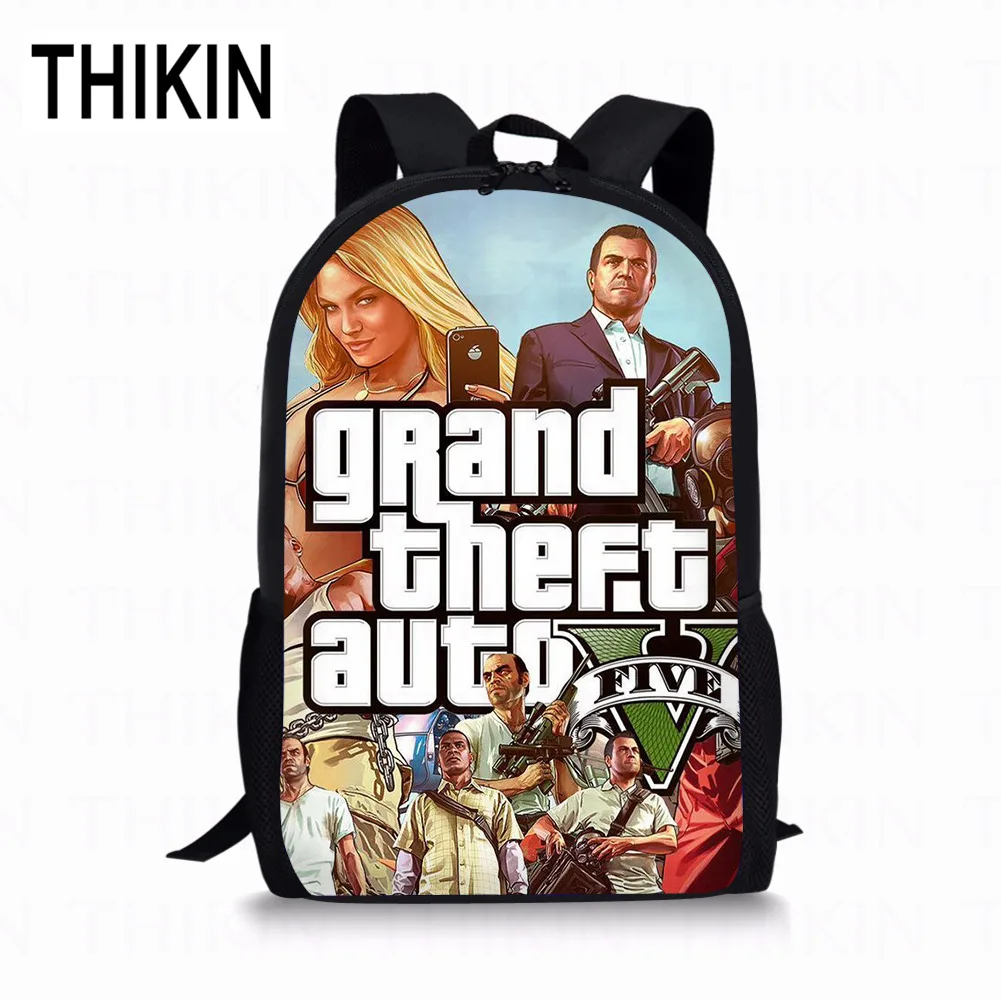 as picture THIKIN Grand Theft Auto школьные сумки для подростков мальчиков 3 шт./компл. сумки на плечо крутая игра GTA рюкзак комплект для детей; обувь для девочек; обувь для студентов; Mochila - Цвет: as picture