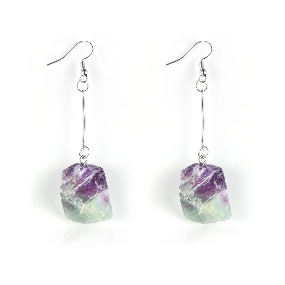 Женские Висячие серьги Обручи из натурального цветного флюорита гвоздики с