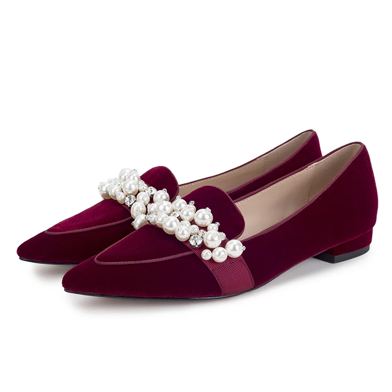 Балетки Lucyever женские с жемчугом натуральная кожа без застежки заостренный носок