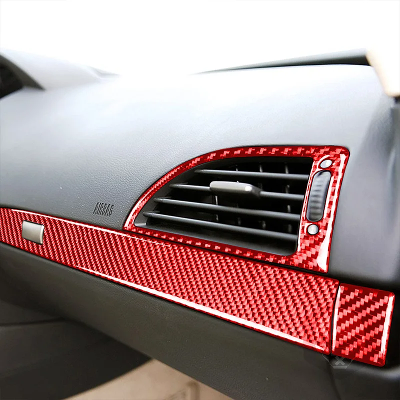 Glove Box Door Handle Cover RRX Carbon Fiber Stickers Kit for BMW 6 Series E63 E64 2004-2010 Interior Co-pilot Trim Strip Red