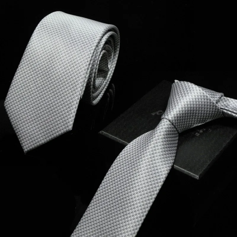 

Fashion Neckties Classic Men's Stripe Wedding Ties Jacquard Woven Silk Men Solid Tie Gray Blue Neck Ties
