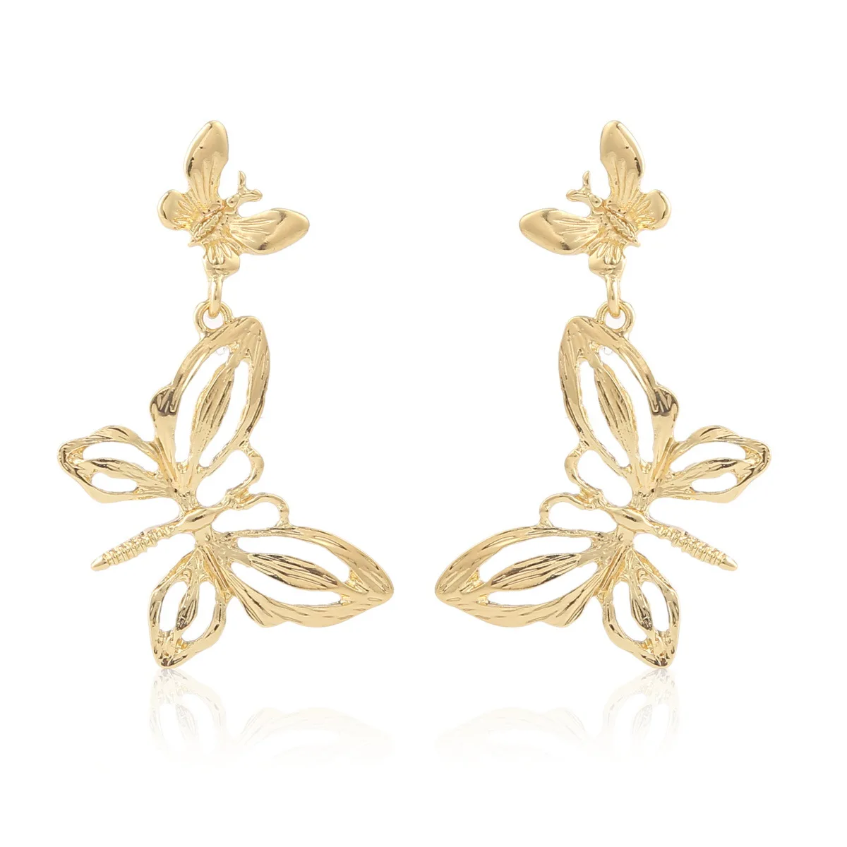 

Korean New Fashion Butterfly Earrings For Women Punk Rhinestone Style Cute Girl Zircon Stud Kpop Jewelry
