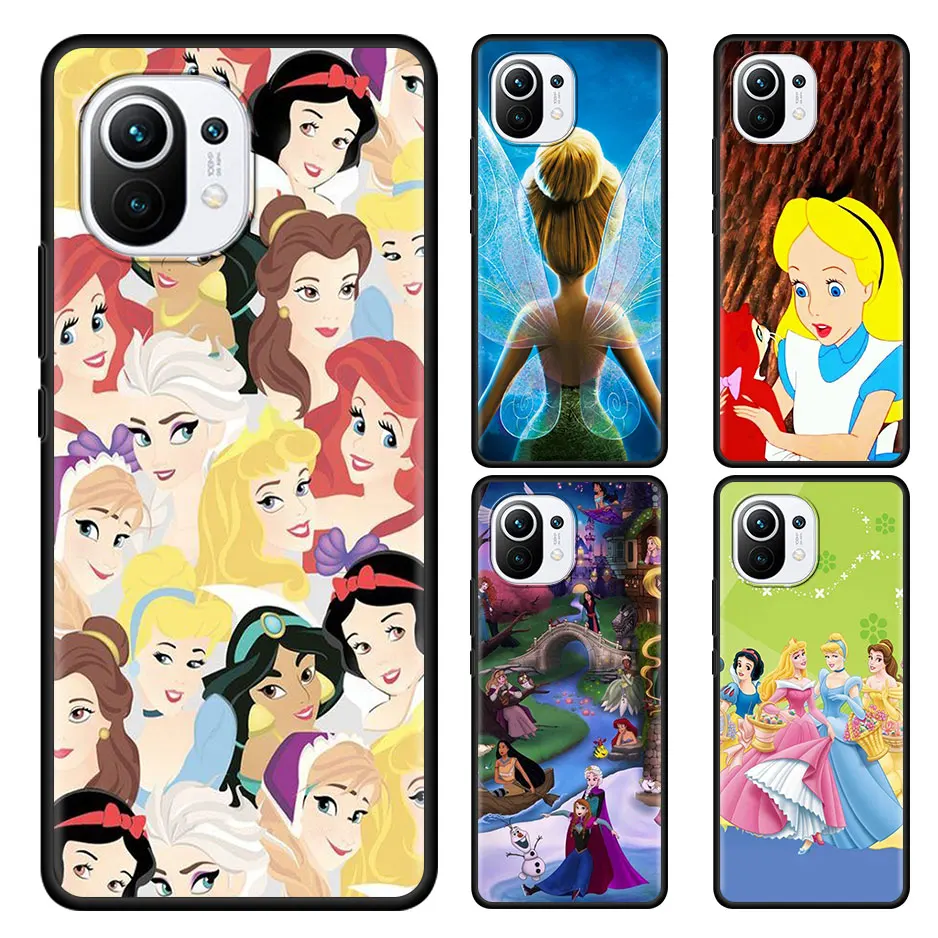 

Disney Cute Princess Case For Xiaomi Mi 11 Lite 5G 10T Pro 9T 11 10T Lite 10 9 Note 10 Cover Capa Black Soft Fundas Coque