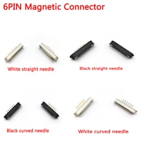 10set 6pin magnetic pogo pin connector 6 positions pitch 2 2mm spring loaded header contact for charge data transfer cable probe