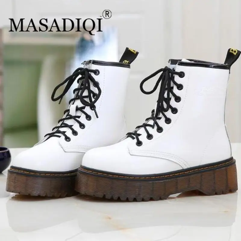 MASADIQI/Модная обувь на плоской подошве с молнией спереди женские ботинки из