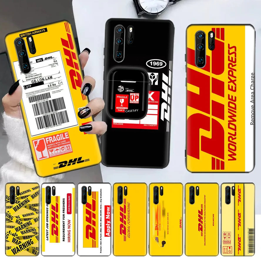 

DHL Express Pattern Funny Black Phone Case For Huawei P30 Lite P20 Pro P40 P10 Mate 20 40 30 10 P Smart Z Plus Pattern Cover Bag