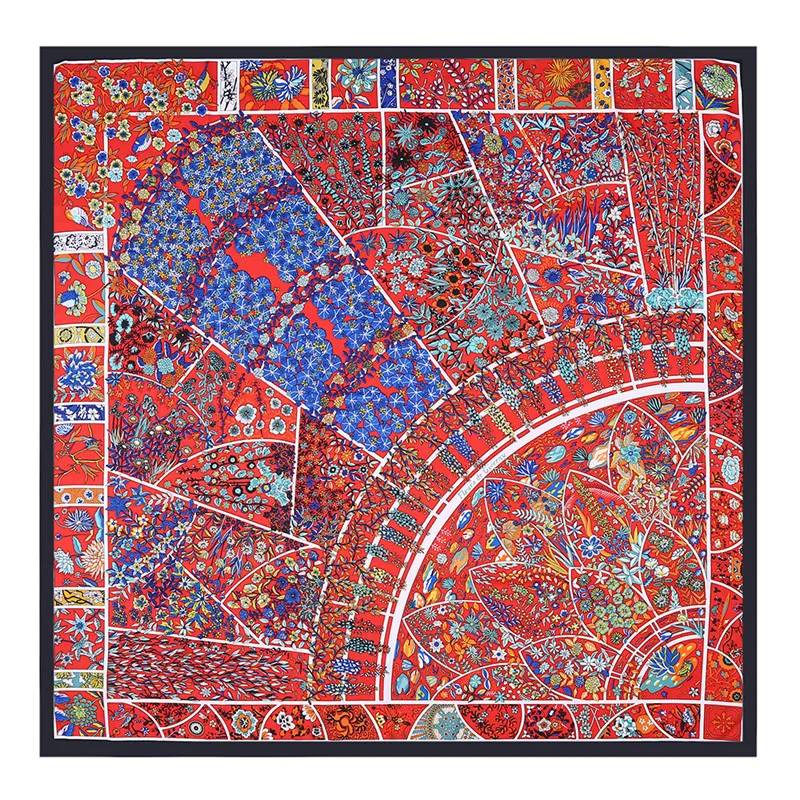 Новый женский веер с геометрическим принтом сада Шелковый большой квадратный