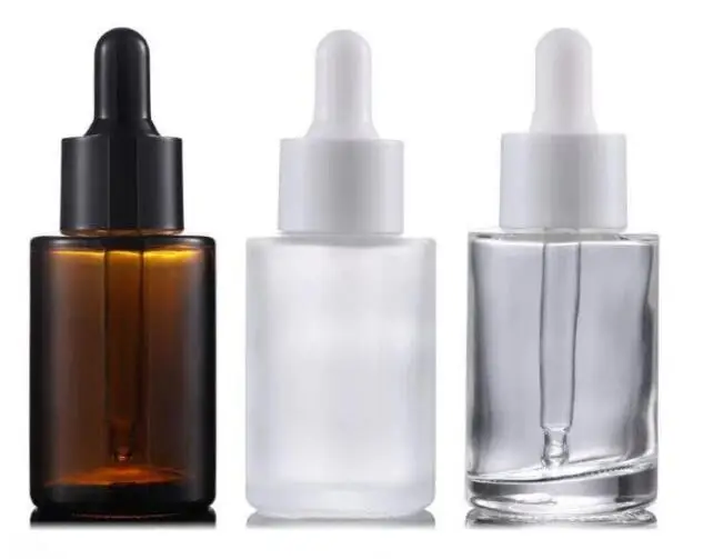 30 мл матовые/прозрачные/янтарные бутылки с эссенцией на плоском плече толстый