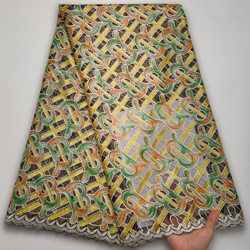 

2021 High Quality African French Sequins Net Lace Fabric For Wedding Latest Mesh Nigerian Lace Fabrics For Sewing Y2620