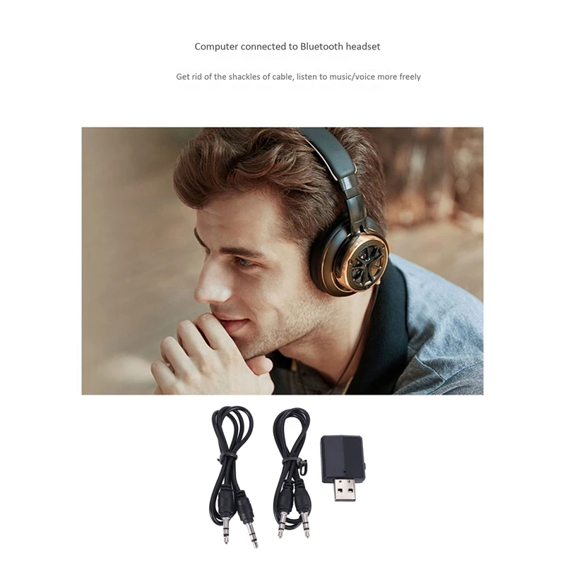 

Bluetooth Adapter, 3.5mm 3 in 1 USB Bluetooth 5.0 Audio Transmitter/Receiver Suitable for Computers, Laptops Etc