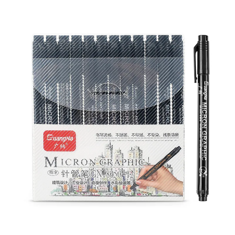 

6/9/12Pcs/Set Needle Micron Pen Graphic Gel Pen Waterproof Hand-Drawing Design For Animation Art Industry Design Architecture