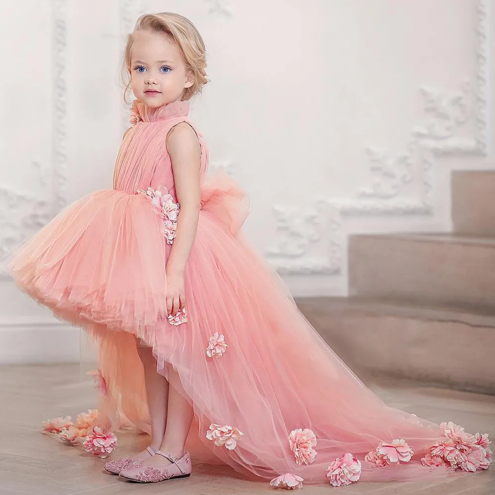 

Lovely Ball Gown Flower Girl Dress For Wedding Party Gown High-Low Tulle Kid Birthday Princess Dresses