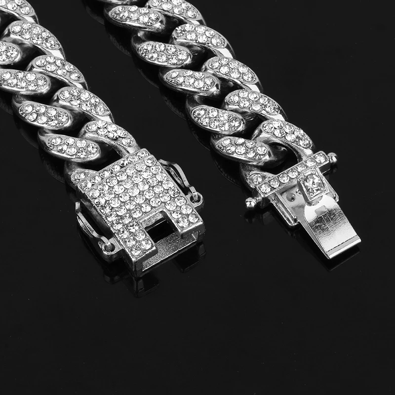Iced Out Bling Full Pave Rhinestone Chain Necklace For Men's Hip Hop Jewelry Paved CZ Rapper Fashion | Украшения и аксессуары
