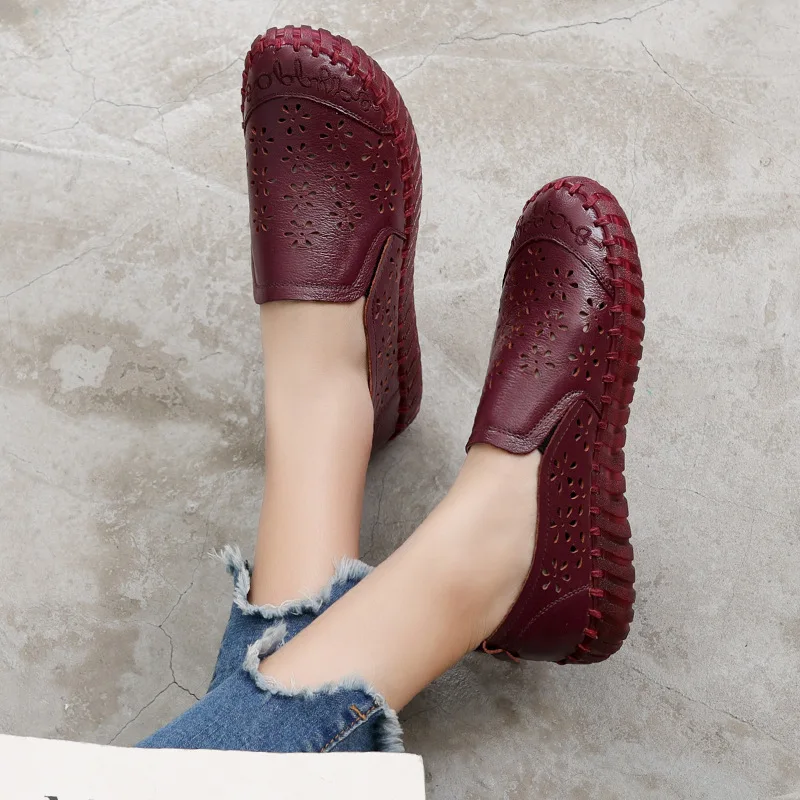 2022 Fashion Women Shoes Genuine Leather Loafers Women Casual Shoes Soft Comfortable Shoes Women Flats