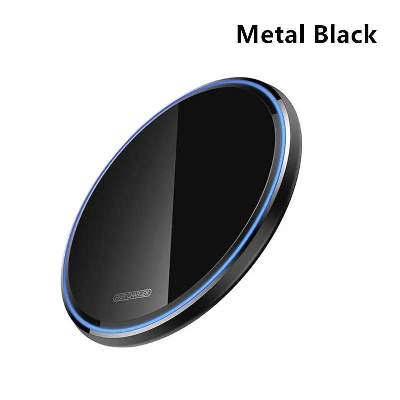 Metal Black ROCK Metal 10 Вт Беспроводное зарядное устройство зеркальная Быстрая зарядка для iPhone 8 X XR XS Max samsung S10 S9 настольное Беспроводное зарядное устройство Pad - Цвет: Metal Black