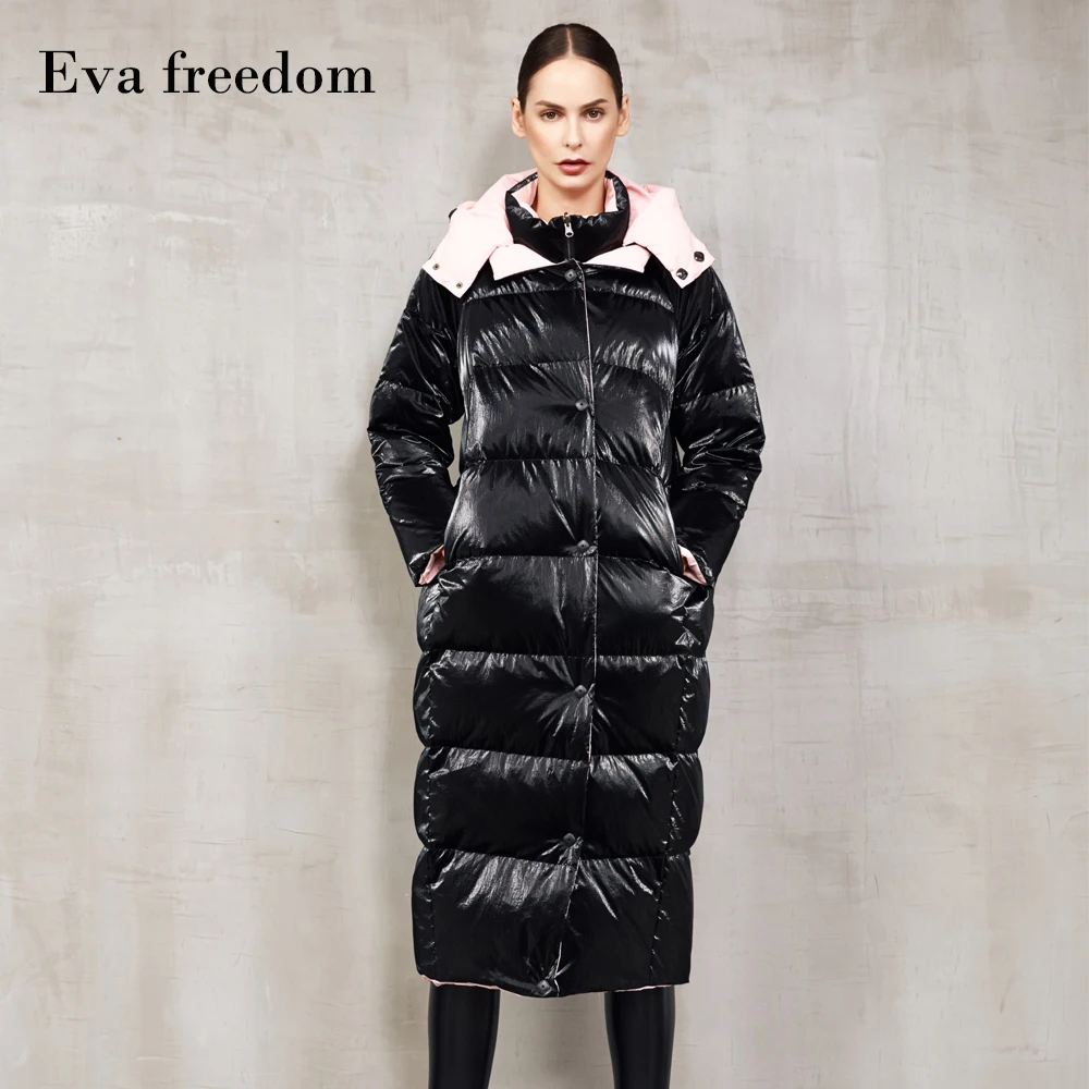 Double-sided coat thickened clothing 2022 winter fat girl Korean version contrast color fashion disposable down jacket hooded enlarge
