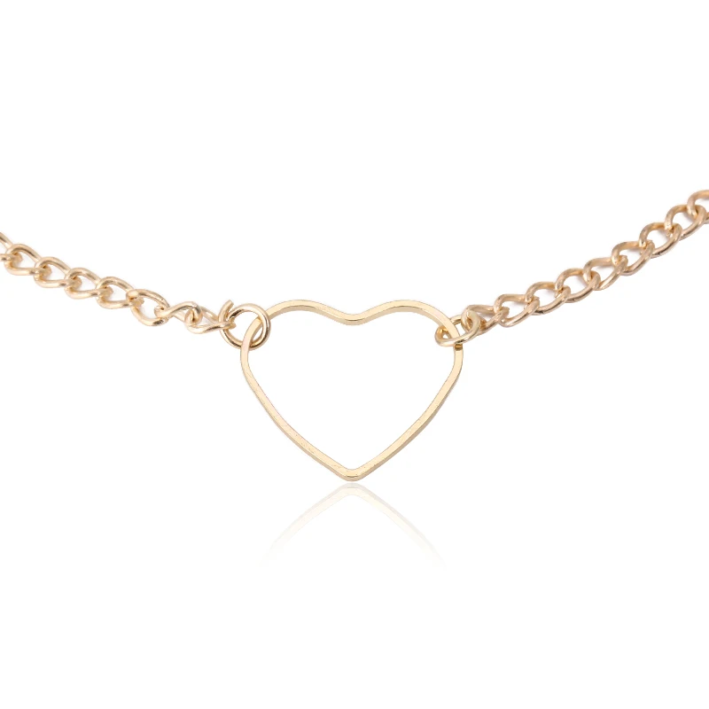 Простое Ювелирное Украшение золотого цвета ожерелье чокер с полым сердцем для