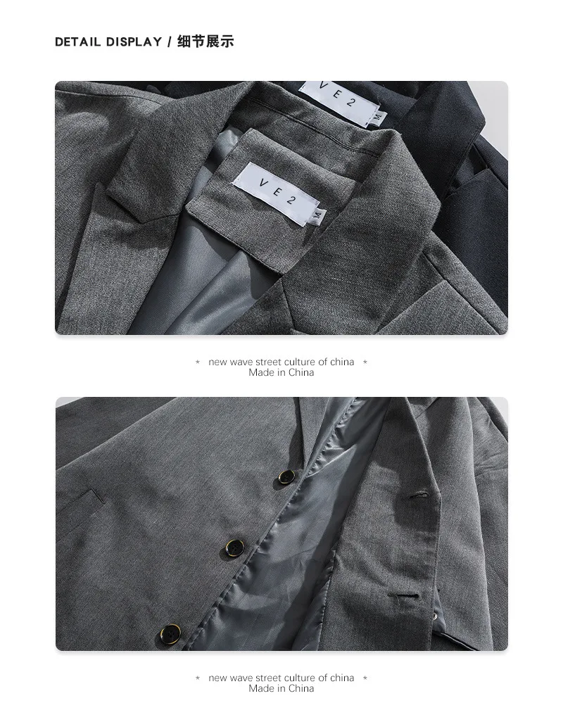 

New Men's Clothing Embroidery Chain Suits Blazer Jacket for Male Women Harajuku Streetwear Korean Style Loose Casual Suit Coat