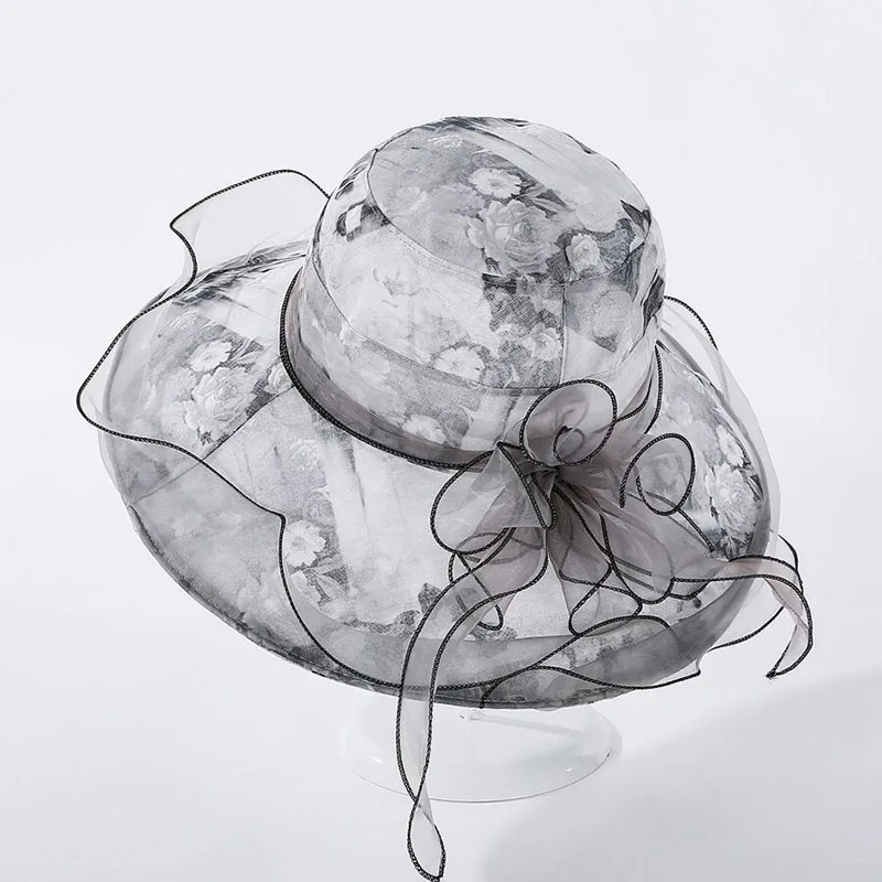 

2020 New Elegant Fashion Women's Church Hats For Women Flower Hat Summer Gorras Sun Hat UV Protection Wide Brim Beach Hat