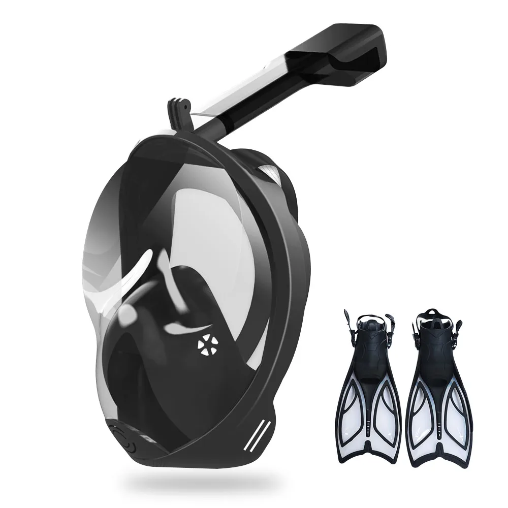 Полный лицо Дайвинг Анти-туман складной плавание взрослых подводное плавание маска и плавники подводное плавание очки аппарат обучение