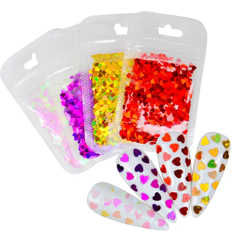 День Святого Валентина блеск для ногтей неоновые голографические блестки в