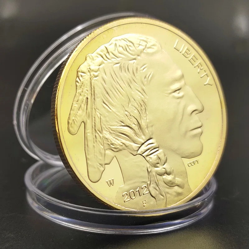 Native Americans and USA Liberty Buffalo Yak In God We Trust Gold Challenge Collectible Coin 1 Oz 9999 FINE GOLD 50 Dollars Copy | Дом и сад