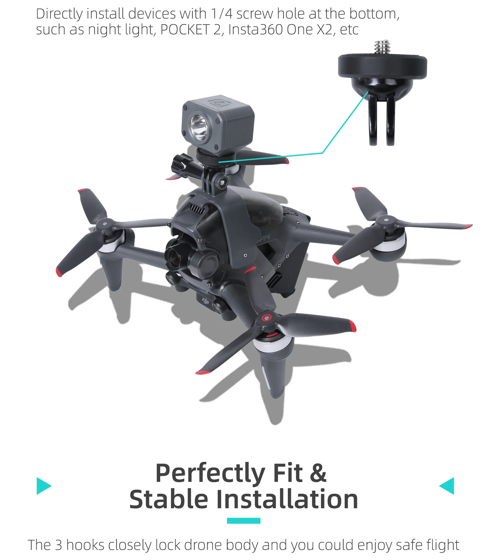 Camera Top Extended Bracket For DJI FPV Combo Drone Accessories Mount Holder Gopro Sport Action Adapter Clamp Stand |