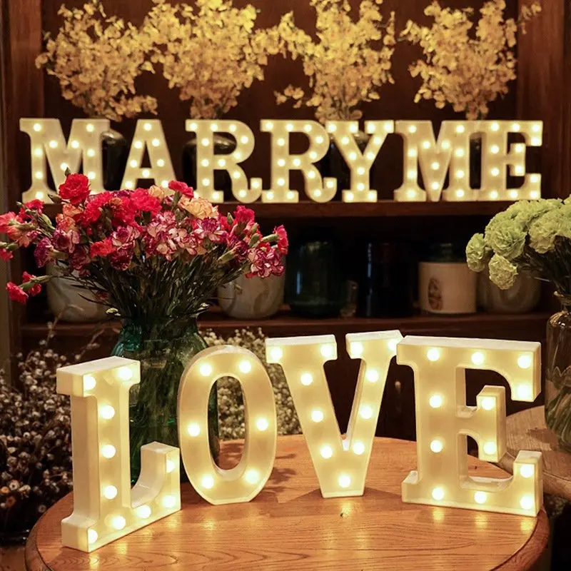 

TOP 26 Letters White LED Night Light Lamp Romantic Household Decor For Party Wedding Christmas Birthday Valentine's Day 2021