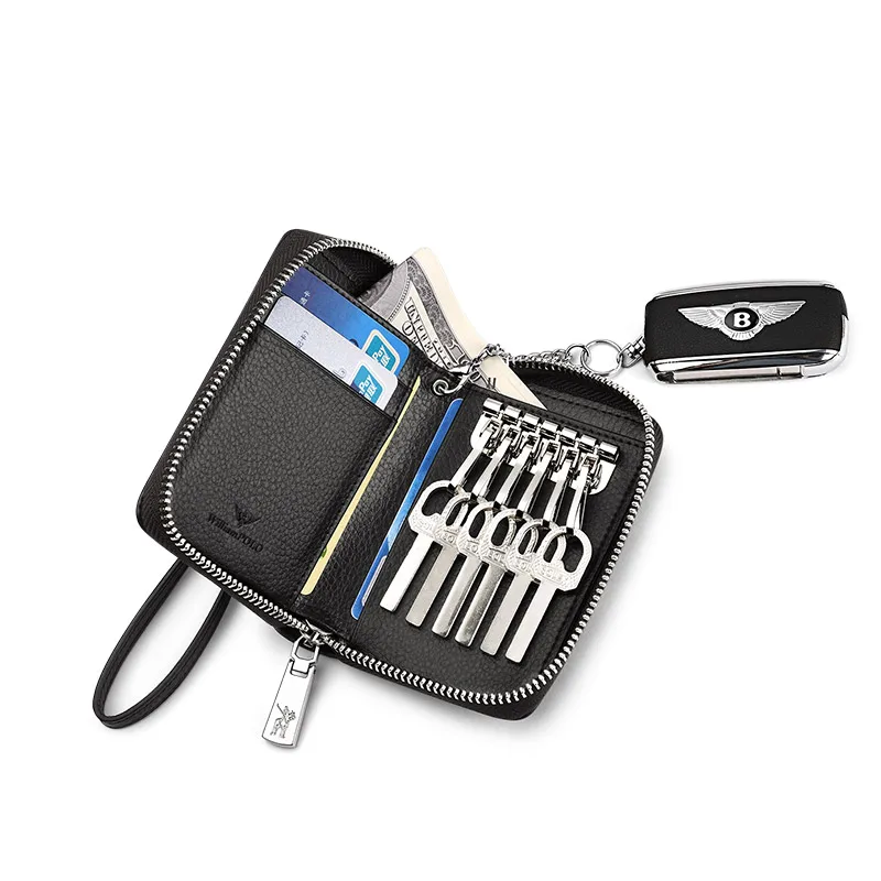 Кошелек для ключей из натуральной кожи мужской держатель на молнии кредитница