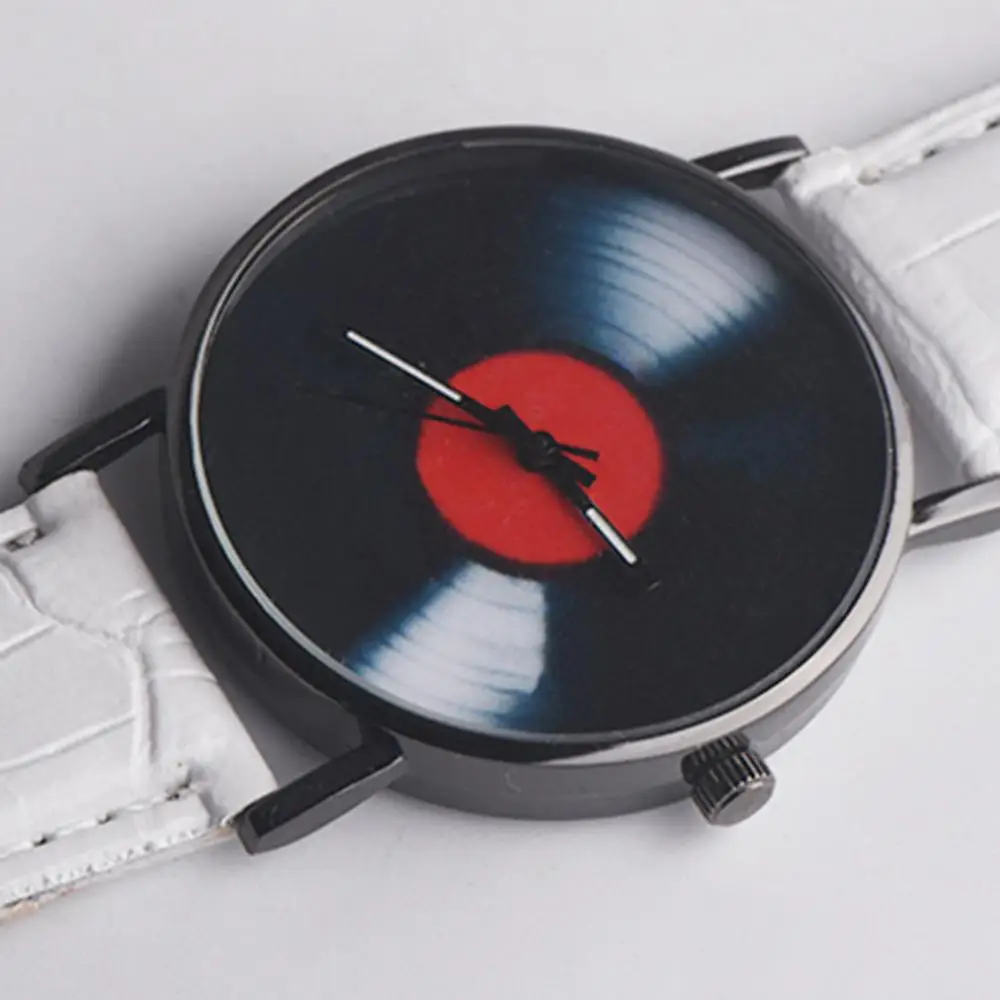 

Retro Vinyl Record Dial Faux Leather Men Women Analog Quartz Wrist Watch Gift 2021 Newest Fashion Watch