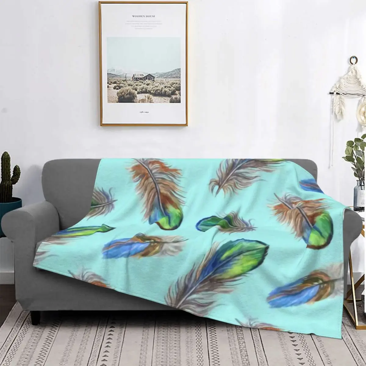 

Manta de plumas con estampado abstracto, mantas de lana de Coral portátiles Súper suaves para cama, sofá, envío gratis