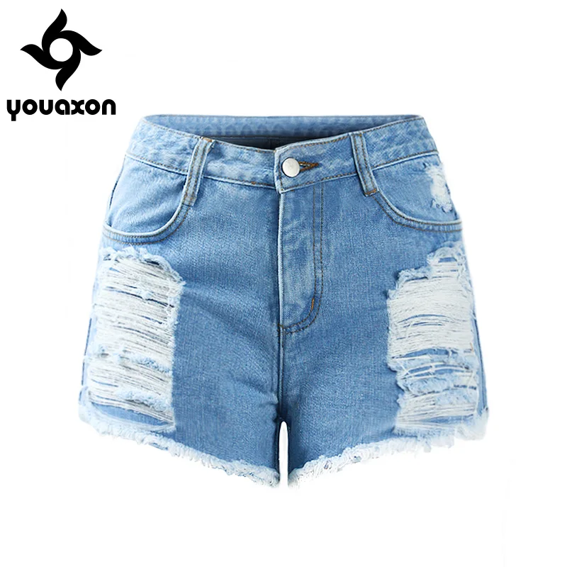 Женские джинсовые шорты Youaxon рваные с высокой талией в стиле знаменитостей