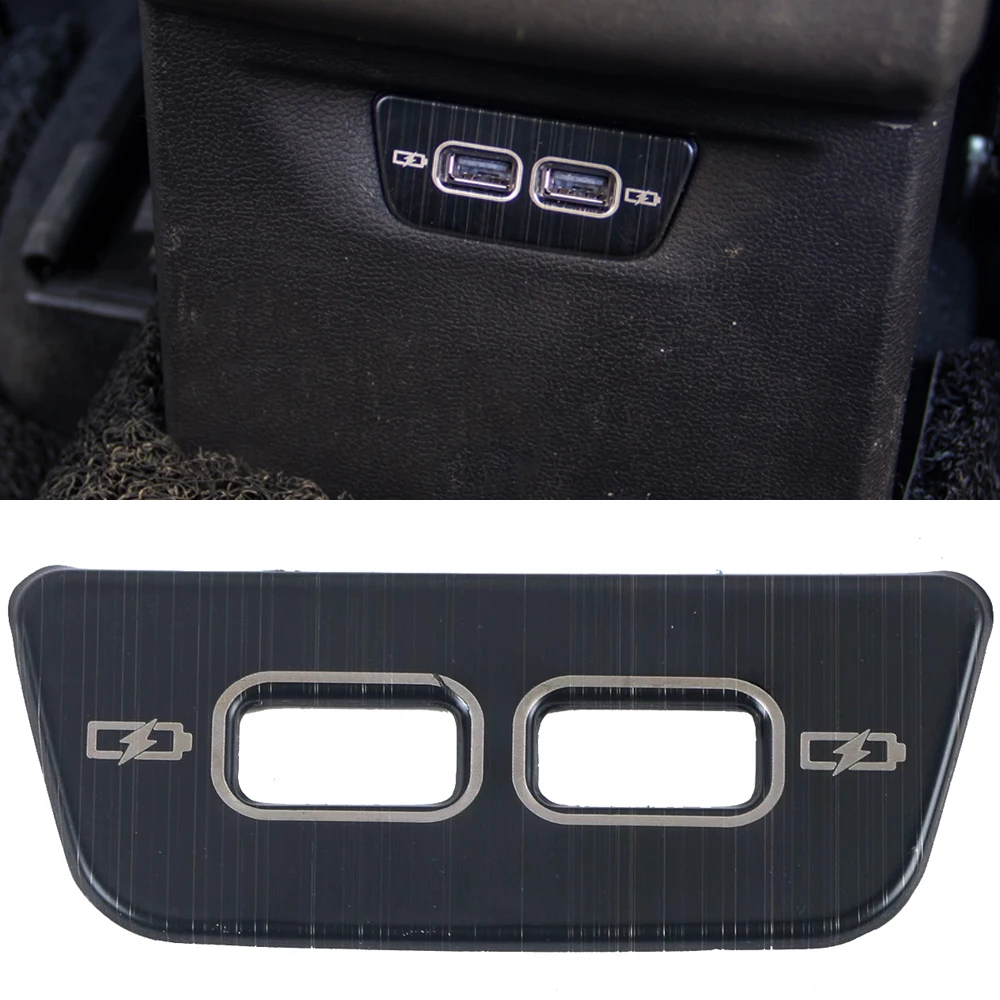 

Для Volkswagen VW Golf 8 MK8 2020 2021 интерьер Нержавеющая сталь сзади подлокотник USB наклейки для зарядного устройства отделка 1 шт.
