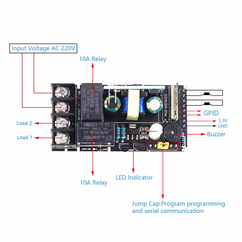 Беспроводной релейный модуль Wi-Fi IoT ESP8285 ESP8266 пульт дистанционного управления
