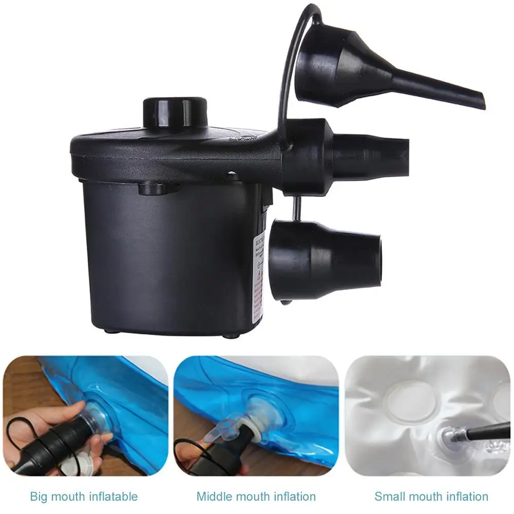 Electric Air Pump With 3 Nozzles Portable Quick-Fill Fast Inflator For Inflatable Pool Floats Cushions Mattress Boats | Спорт и