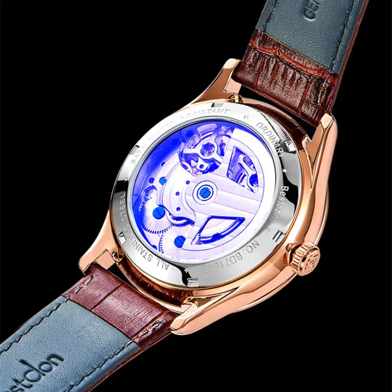Двойной скелет MoonPhase швейцарские роскошные брендовые механические часы для мужчин полностью стальные водонепроницаемые автоматические мужские часы reloj montre